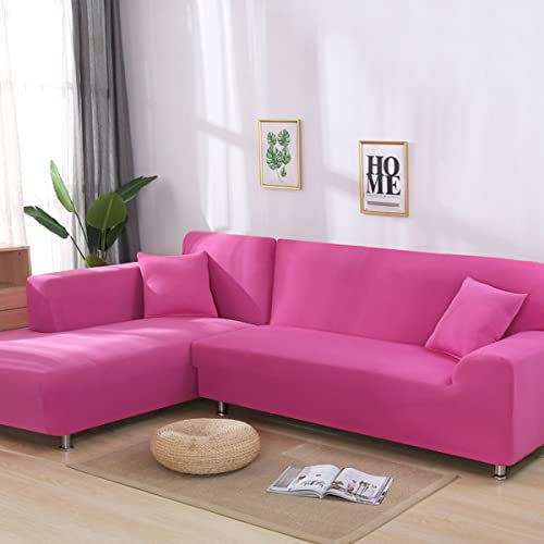 Sofabezüge, L-Form, super dehnbar, 1 Stück, Sofa-Schonbezüge für Einzelsitzer, Sektional-Chaiselongue-Schonbezug für Haustiere und Kinder, Rosarot