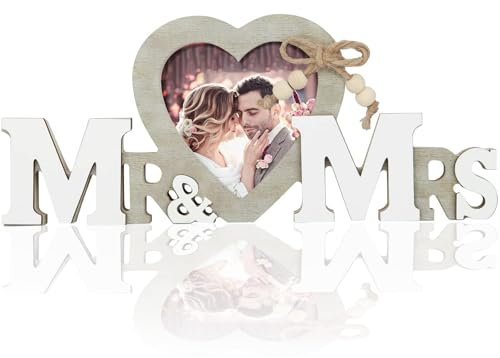 Mbsomnus Mr et Mrs Decoration Mariage Table Deco Mariage Champetre Cadeau de Mariage Cadre photo coeur Lettres Decoration pour Chambre Maison Anniversaire Fiançailles Party Réception Photobooth
