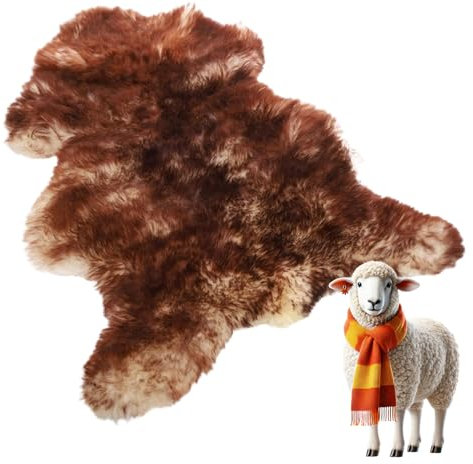 Lammfell Echt Schaffell, Teppich Fell - Kuschelteppich 100% Schaffell Echt, Natürliche Teppich - Fell Deko - Lammfell Bettvorleger, Natürliche Qualität (Geflammt, XL -ca.110-120cm)