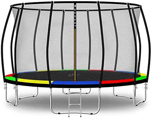 Baunsal® Trampolin Outdoor Ø 427 cm (FGIS) bunt-schwarz als Komplettset Gartenspielzeug Kindertrampolin Gartentrampolin rund Garten Spielzeug für Kinder