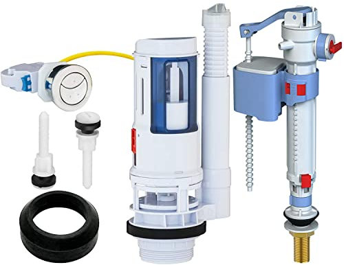 HEYOUTH Mecanisme Chasse d'eau WC,Robinet Flotteur WC,Flotteur Chasse d'eau,avec Robinet Flotteur à Valve 3/8 en Laiton,avec kits de Joints et de Boulons (Toilette split)