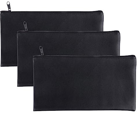 Bolsa Para Documentos Con Cremallera en Negro, 3 Piezas PU Impermeable Para El Dinero a Prueba