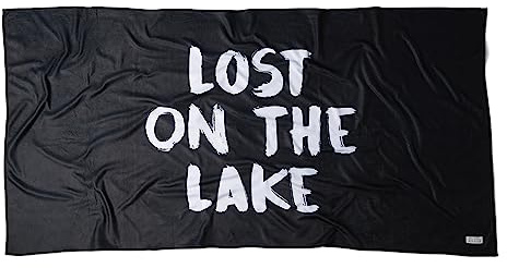 PIT AND BARREL Lost on The Lake Microfiber Boat, Pool, and Beach Towel Wake Surf Co | Soft Hand Feel, Compact Beach Towels | 62 in x 32 in | 5’ 2” x 2’ 8” | Quick Dry Lake Towels | Sand Free
