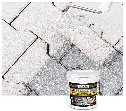 Isolbau Peinture de sol, 1,5 kg, pour sol et béton, pour cave, garage, atelier, revêtement de sol imperméable pour l'intérieur et l'extérieur, blanc (RAL)