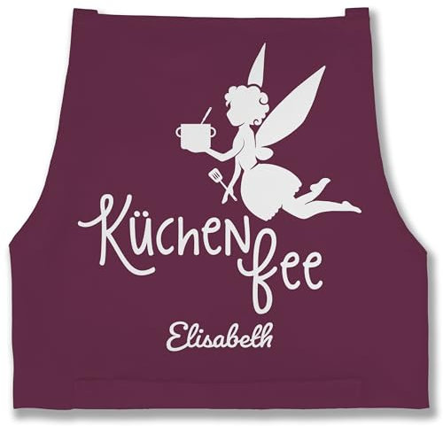 Schürze - Damen Frauen - Küchenfee mit Name I Kochschürze Küchenfee - 85x69 - Aubergine - personalisierte geschenke küche kochschuerze koch kochschürzen küchenfee+schürze schürtze kochen