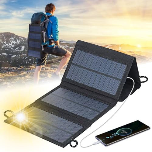 Cargador Solar Portatil, TGKYK 10W Panel Solar Plegable con Puerto USB, Sellado Panel Solar Portatil, Cargador Solar para Movil para Teléfonos Inteligentes, Tabletas, Ventiladores de Mano