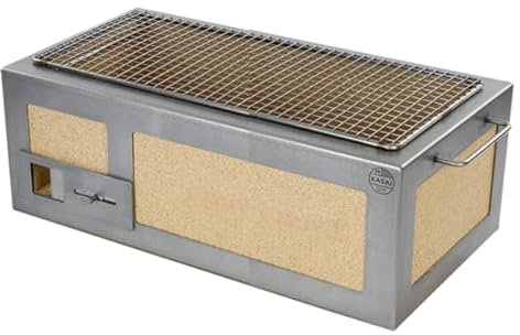 Kasai Japanese Grills, Medium Long Kasai Konro Grill with Stainless Steel Frame, British Made in Partnership with Tommy Banks, Medium Grill Size For 4-8 People