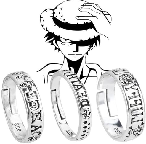 GAUEIOUR One Ring,Carving Letters, Ghosts, Symbol Rings,Vintage Fashion Good Friend Alloy Ring,Anime Cos Animation Accessories