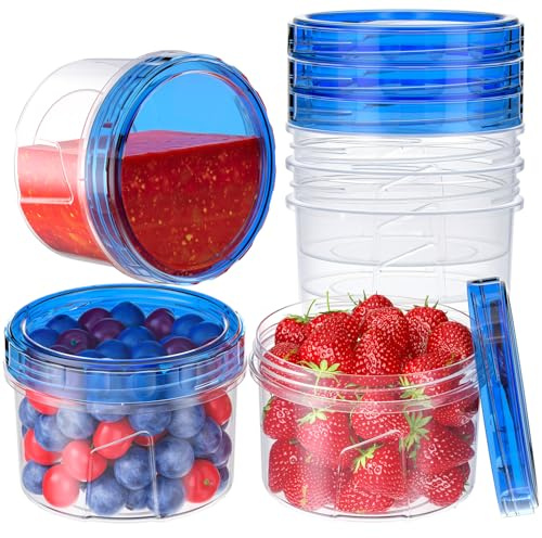 Winproper 6 Pack-16 OZ Freezer Storage Containers, Small Plastic Containers with Twist Top Lids, Round Food Storage Containers, Reusable Soup Container Microwave/Dishwasher Safe