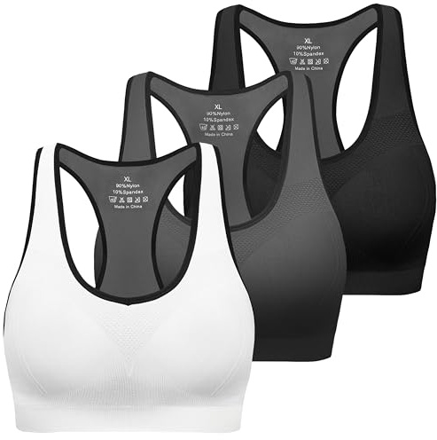 MIRITY Women's Seamless Racerback Sports Bras - High Impact Workout Gym Activewear Bra