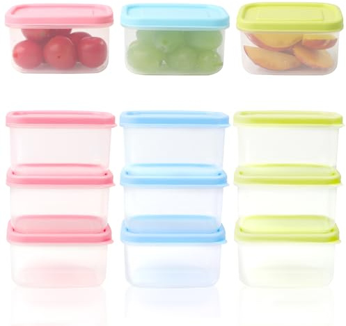 9 pcs 200ml Small Plastic Containers With Lids, Stackable Small Food Containers With Lids Airtight, Baby Food Storage Containers Rectangular Small Plastic Pots With Lids for Yogurt, Fruit, Food, Snack