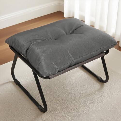 OVLRIJP Fußhocker Fusshocker Gepolstert für Sessel, Sitzhocker mit Metallbeinen, Multi-Use Fußbank Fußablage für Wohnzimmer Schlafzimmer Eingang Flure (Grau)