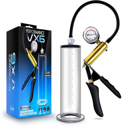 Bomba pene manual con manómetro y mango metálico incluye 1 anillos pene silicona juguetes sexuales para hombres bomba de vacío pene (5.1 cm)