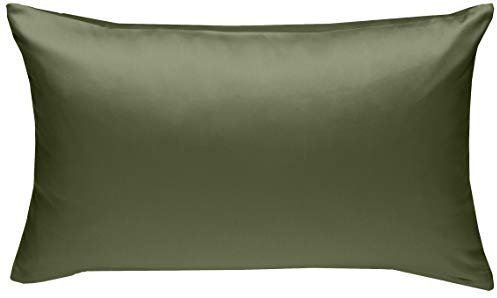 Bettwaesche-mit-Stil Mako-Satin Baumwollsatin Bettwäsche Uni einfarbig zum Kombinieren (Kissenbezug 40 cm x 60 cm, Dunkelgrün) viele Farben & Größen
