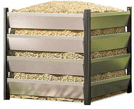 GFP Komposter Aluminium 90x90cm Hochwertiger Gartenkomposter Schnellkomposter Stecksystem 100% Wartungsfrei