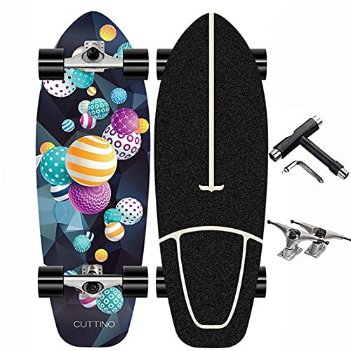 Surf Skateboard Dance Anfänger Komplette Cruiser Skateboard Surfskate 30'', 8 Lagen Ahorn Decks Longboard für Kinder Jugendliche Erwachsene, mit CX7 Carving Truck, Kugellagern ABEC-11, T-Tool,D