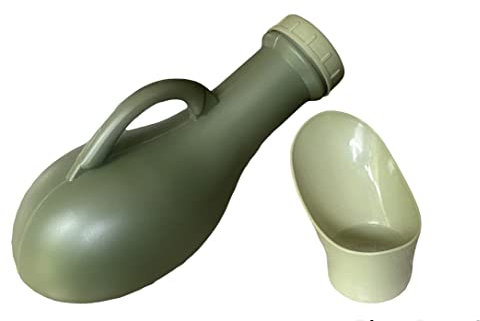 ASPIRE UK Green Unisex Spill Proof Urine Bottle Portable Travel Pee Container for Men and Women Leak-Resistant Design for Hospital, Camping, Car and Emergency Use