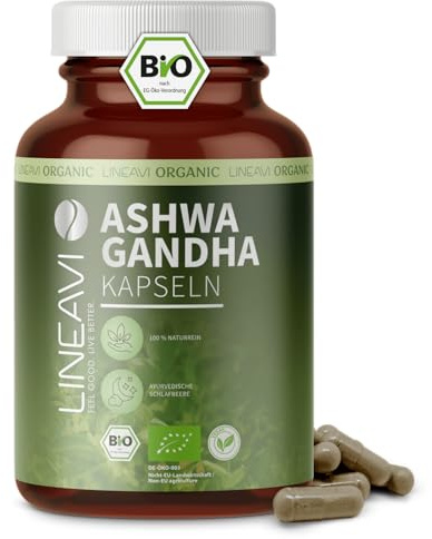 LINEAVI Ashwagandha 150 capsule biologica, polvere di Ashwagandha finemente macinata di qualità biologica, proveniente dagli insegnamenti dell'Ayurveda indiano, naturalmente pura e vegana