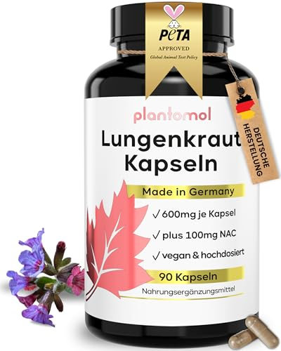 90 Lungenkraut Kapseln hochdosiert mit 600mg Lungwort pro Kapsel - plantomol®