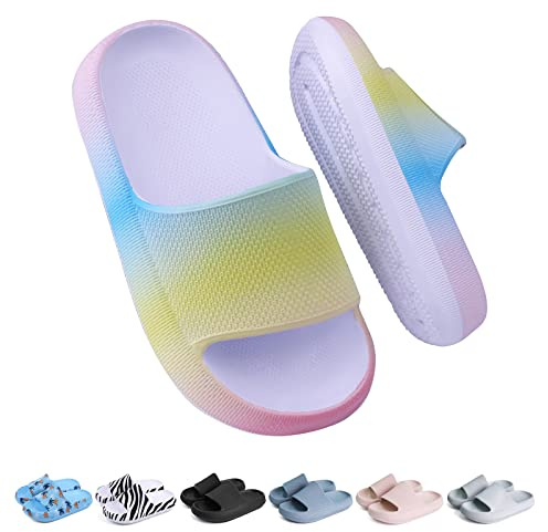 Buwege Claquette Enfant Chausson Antidérapant Piscine Fille Garçon Pantoufle Plage Bain Doux Plat Maison Sandales Arc-en-ciel 36 EU