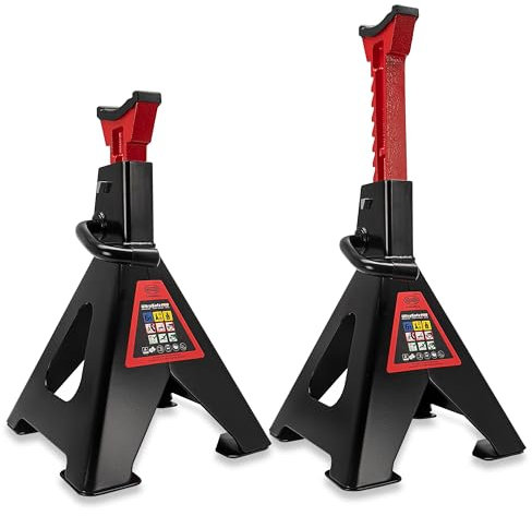 HEYNER® Unterstellbock 2er Set mit Gummiauflage Hubhöhe 405-620 mm TÜV/GS-Zertifiziert Traglast 6t Stützbock Stützfuß 10-Fach Höhenverstellbar