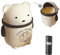 CSENASON Desk Bin, Bear Small Bin with Lid and 1 Roll Bin Liners, Portable Desktop Bin Mini Bin for Home,Vanity Tabletop, Bedroom