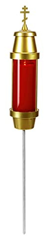 Trinity Church Supply Orthodox Cross Cemetery Light Secure Placement in Grass or Soil Memorial Lantern Candle Holder for Grave Markers