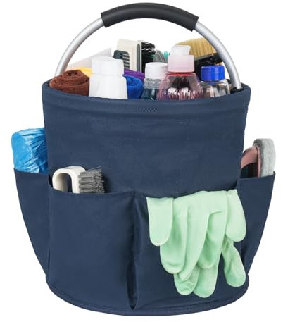 IVODEELA Carrello Pulizie con Manico,Grande Contenitore Organizer per La Pulizia Professionali,Multi Tasche,Borsa per La Pulizia,Facile da Pulire e Trasportare,Blu