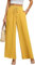 BEIGAI Pantalon ample à taille haute élastique pour femme, pantalon de détente, Palazzo élégant avec poches, jaune clair, XL