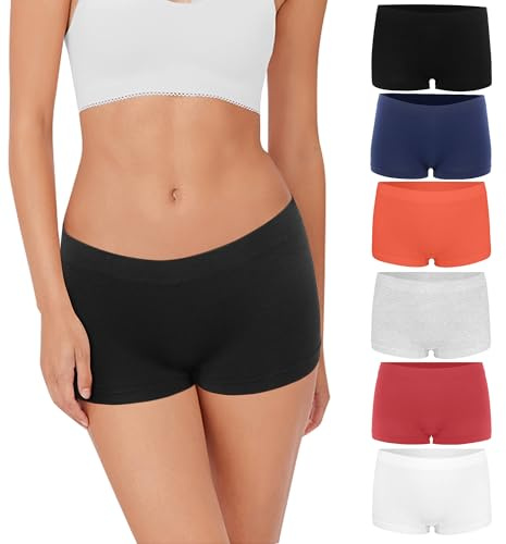 Lakpoau Boxershorts dam, kalsonger, sömlösa underkläder, kvinnor, trosor, hipster, för kvinnor, hipster, trosor, andas, pojkshorts, bekväma hotpants, mjuka trosor, kvinnor, 6-pack, Flerfärgad – 6-pack
