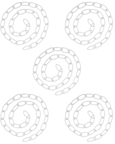LEDSONE Heavy Duty Metal Chandelier Chain, White, Pack of 5 | 100cm, Pendant Light Fixture Hanging Chain, For Ceiling Lamp, Vintage Chandelier & Indoor Lighting