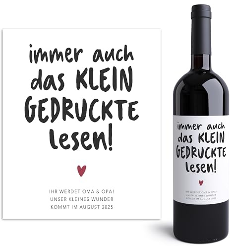 Ihr werdet Oma und Opa Weinetiketten personalisiert zur Schwangerschaft