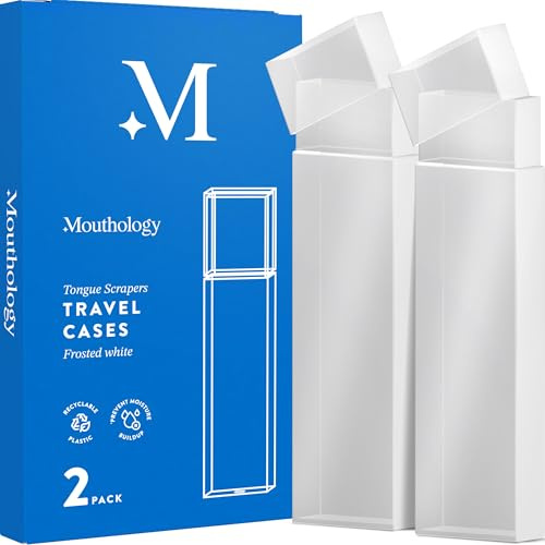 Mouthology Tongue Scraper Travel Case (2 Pack) Plastic Tongue Scraper Holder for Adults, Compact & Hygienic Cover for Metal Tongue Scrapers, Travel Necessities for Oral Hygiene, Durable Plastic