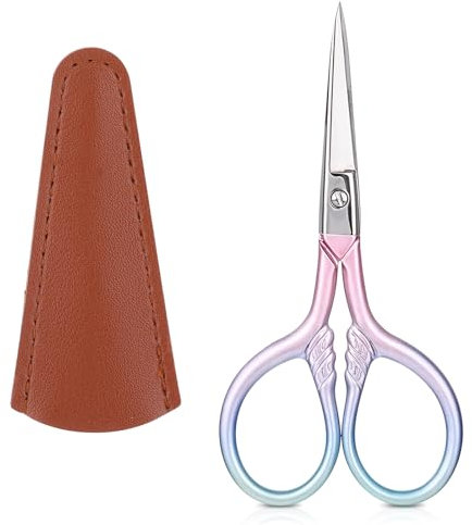 Stickschere Klein Handarbeitsschere, Professionelle Schönheitsschere, 3,5 Zoll Augenbrauenschere Gesichtsbehaarung, Bart, Nase, Ohr, Augenbraue (Pink)