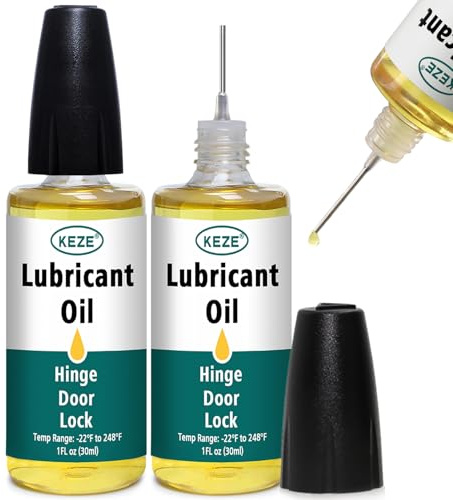 Keze Squeaky Door Hinge Lubricant Knife Pivot Oil for Door Hinge Oil for Lock Scissors Watch Keyhole Knife Lube Synthetic Pocket Knife Lubricant with Needle Oiler 1 oz, 2 Pcs