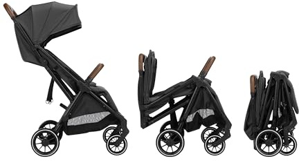 Bebeconfort Mane, Duo Geschwisterwagen, 0+ bis 22 kg, Automatisches Klappsystem, Liegeposition, Drehbare Sicherheitsbügel, 5-Punkt-Gurt, Mesh-Fenster, Regenverdeck, Tasche (8 kg), Mineral Graphite