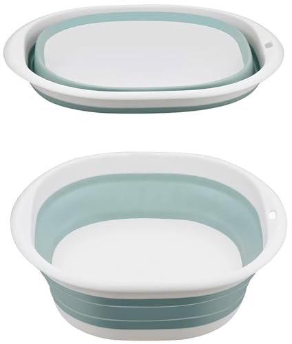 Luxiremi Collapsible Washing Up Bowl,Portable Wash Basin Silicone Plastic Basket,Folding Hand Wash Basin Space Saving Multipurpose Outdoor Travel Basin 3.5L (Blue)