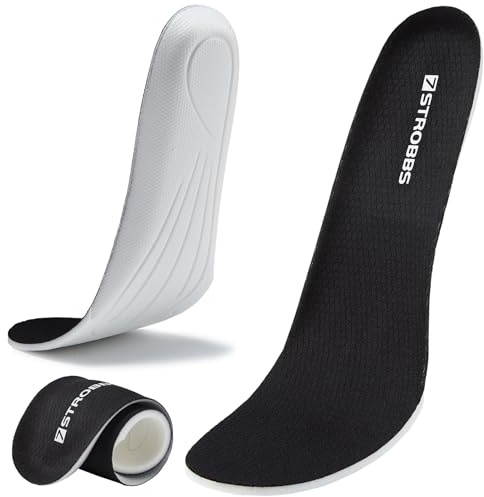 7STROBBS Insoles for Men Women, Lightweight Inner Soles, Cushion Shock Absorber Innersoles Replacement Insole, Comfort Shoe Inserts for Trainers, Walking Boots, Sports, Work Shoes Black UK 6.5-9