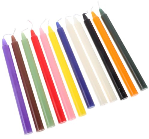 VALICLUD 12 Pack Coloured Taper Candles Unscented Paraffin Dinner Candles 6.30 Inch Tall Candle Sticks Coloured Tapered Candles for Wedding Home Party Holiday Table Decoration