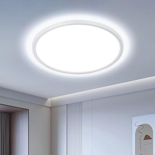 OTREN Plafon LED Techo 28W 6500K Blanca Fría, 30CM IP44 Lámpara Techo Ultrafina para Baño Cocina Pasillo Dormitorio