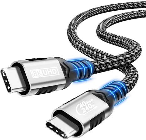 CâBle USB 4,CâBle Thunderbolt 4,CâBle USB-C 40 Gbit/S 240W De 2m,CâBle VidéO 8k@60Hz/5K@60Hz/4K@144Hz,CâBle USB-C PD 3.1 Pour iphone 17 Pro Max/Plus/Pro/iphone 16/15/Air/Macbook Pro/ipad Pro,Pssd