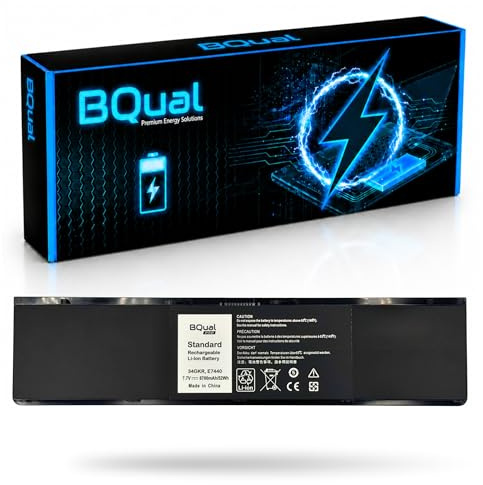 Batterie pour Ordinateur Portable BQual 34GKR 3RNFD 909H5 Compatible avec Dell Latitude E7440 E7450 E7420-7,7 V 6700 mAh / 52 Wh - Batterie de Remplacement Li-Polymère - Batterie Haute Performance