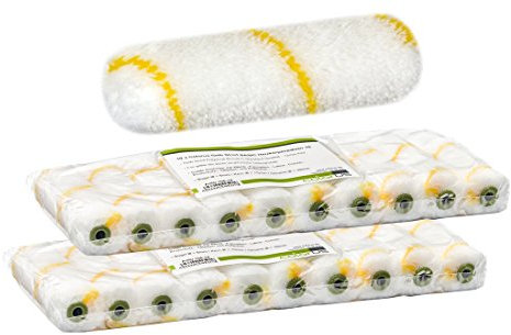 20 x Farbwalzen Gelbfaden 10cm 12mm Flor Heizkörperwalze Farbroller Farbrolle Malerwalze Malerrolle