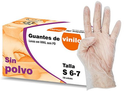 GUANTES DE VINILO SIN POLVO Talla M 10Cajas+100u pack (1000u).Indicado para uso sanitario, industrial y alimentario.Libre de latex.