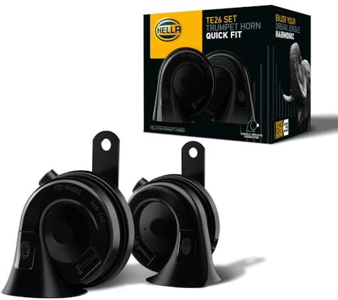 HELLA Fanfare - OE-CONNECT HORN TE26 SET - 12V - 110dB(A) - Frequenzbereich von: 400Hz - Frequenzbereich bis: 500Hz - Hochton/Tiefton - elektrisch - Gehäusefarbe: schwarz - Menge: 2 - 3FH 012 010-121