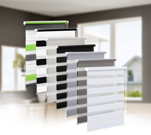 Eurohome Doppelrollo Klemmfix ohne Bohren, Duo Rollo,90cm x 220cm (Stoffbreite 86 cm) Weiß Transparentes und undurchsichtiges Sichtschutz Rollo mit Klemmträgern für Fenster und Türen