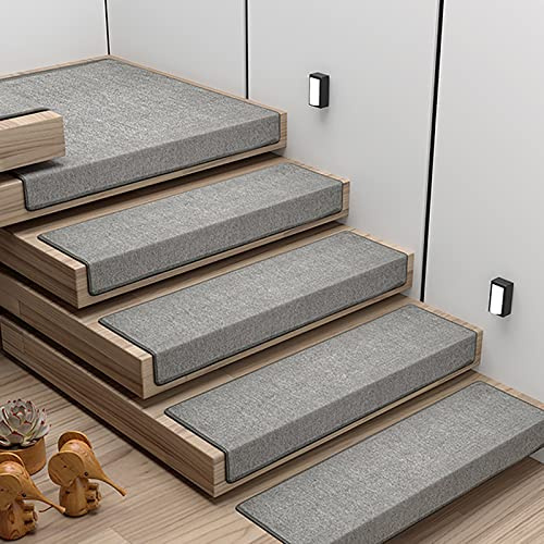 MFXI 15 Uds Alfombras de Peldaños de Escalera,Alfombrillas Antideslizantes para Escaleras,Alfombras para Peldaños con Puntos Autoadhesivos,para Niños Ancianos y Mascotas(26×75cm)