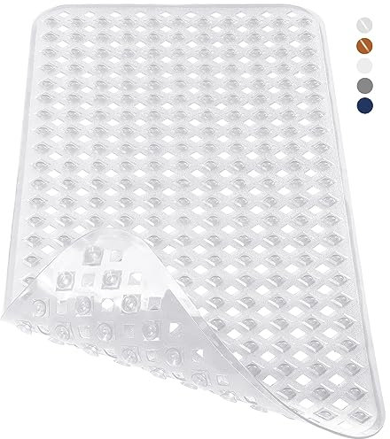 Yimobra Tappetino antiscivolo, extra lungo, con fori di scarico, ventose, lavabile in lavatrice (70x40 cm, trasparente)