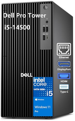 Dell Pro Tower PC Business Desktop Computer, 14th Gen Intel 14-Core i5-14500 vPro, 16GB DDR5 RAM, 512GB PCIe SSD, RJ-45, HDMI, DisplayPort, Type-C, Windows 11 Pro