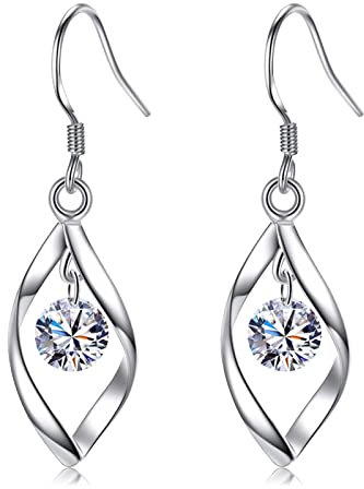 Ohrringe Hängend Ohrhänger mit Zirkonia,Ohrringe Silber 925 Hängend Lang Ohrstecker Silber 925 für Damen Herren Mädchen